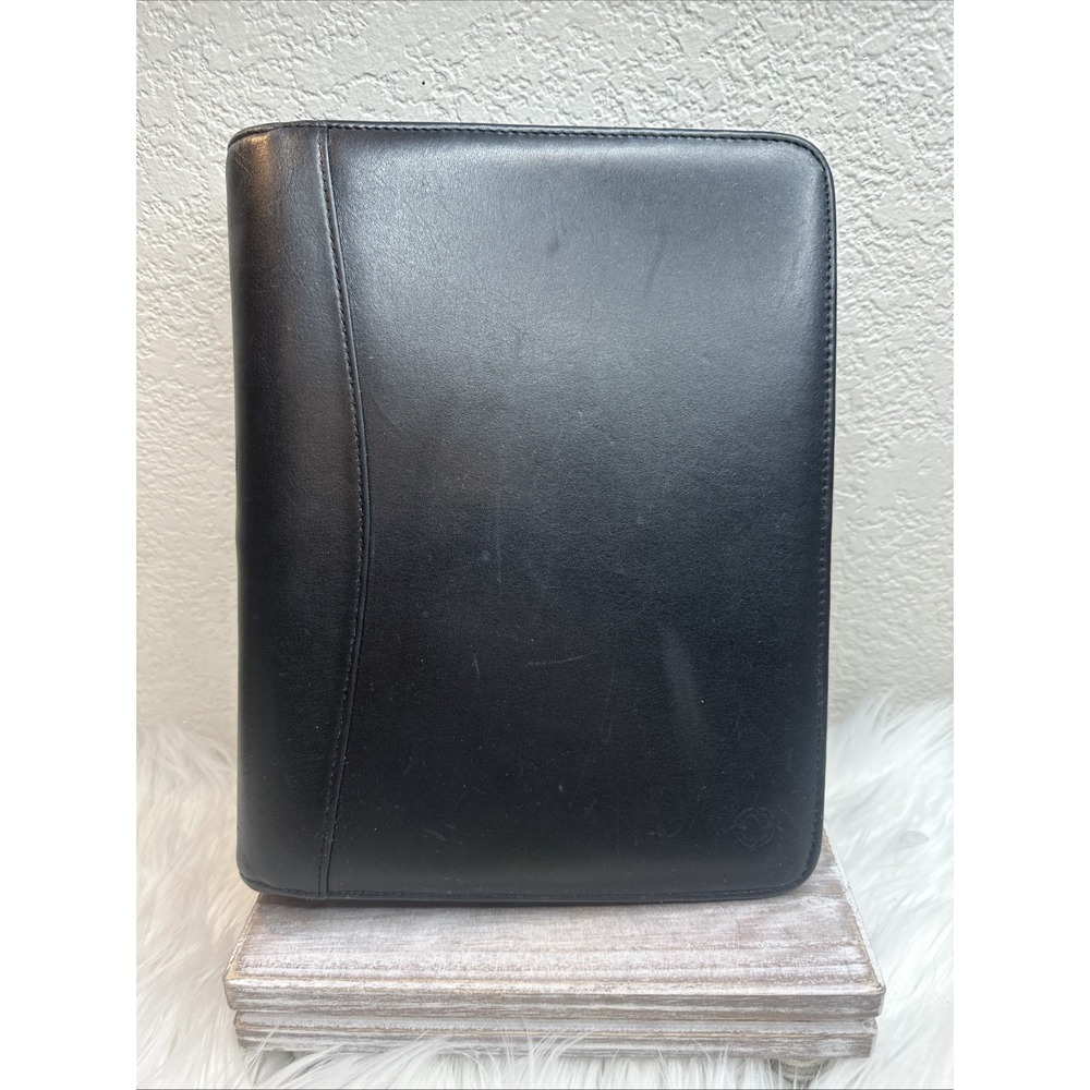 $29 🌙 Franklin Covey Black Planner Full-Grain Nappa Leather 7 Ring READ
